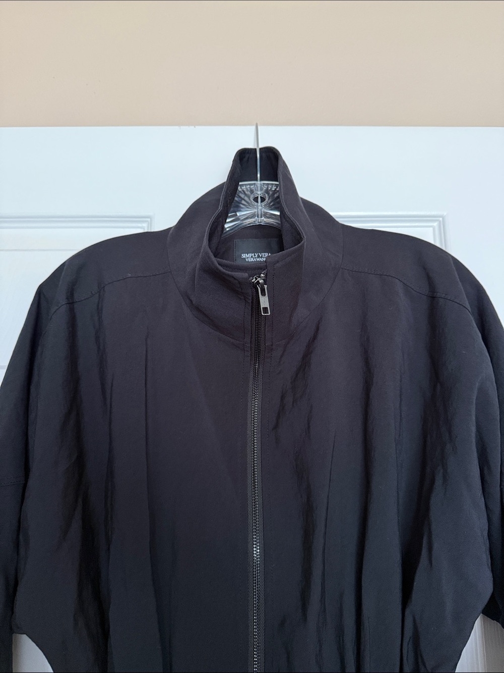 Simply Vera Wang Black Cinched Waist Funnel Neck Jacket S - Picture 2 of 7